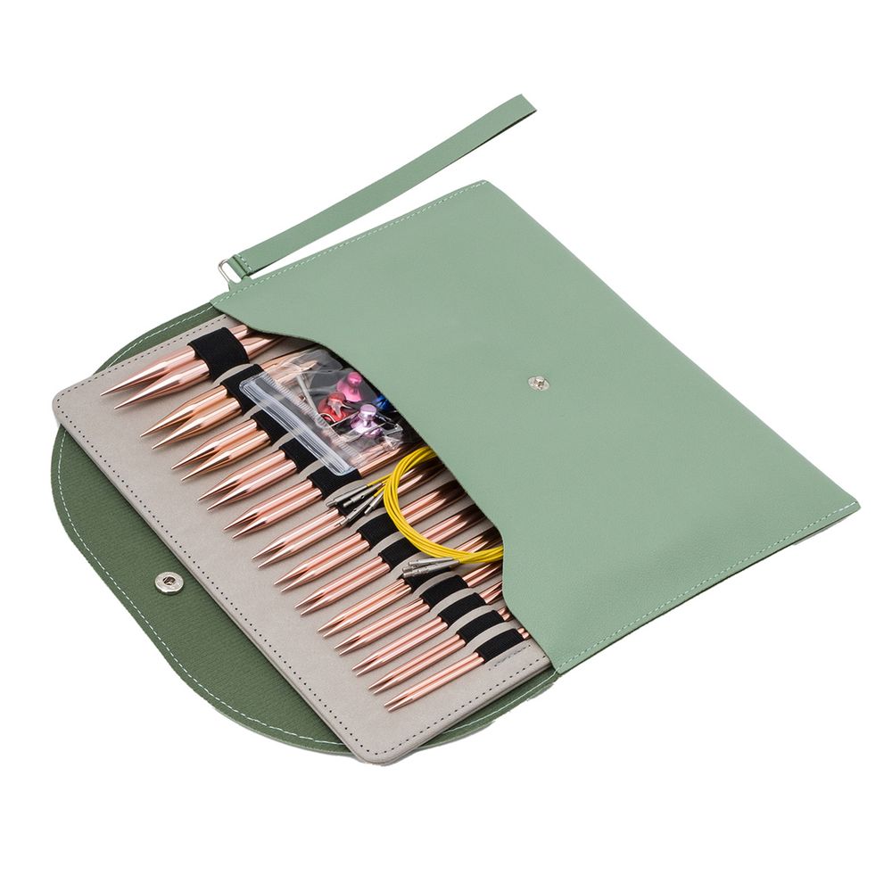 Набор съемных спиц для вязания 10см, 13 размеров (3мм-10мм), цв. медный, алюминий