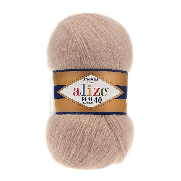 Пряжа Alize (Ализе) Angora Real 40 / уп.5 мот. по 100 г, 430м, 005 бежевый A