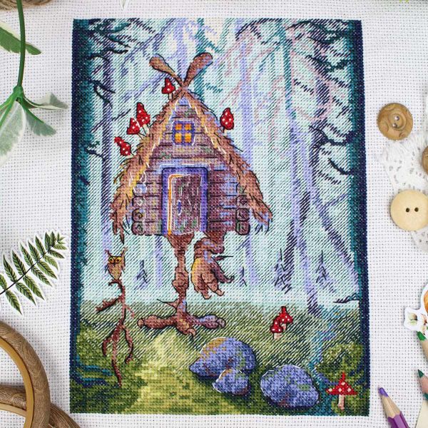 Набор для вышивания нитками МП Студия, Необычная избушка 20х15см