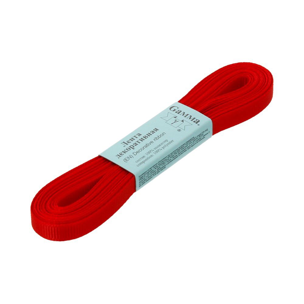 Лента репсовая нарезка 06.0 мм / 10 шт по 5.4 метра, 051 красный, Gamma GR-06