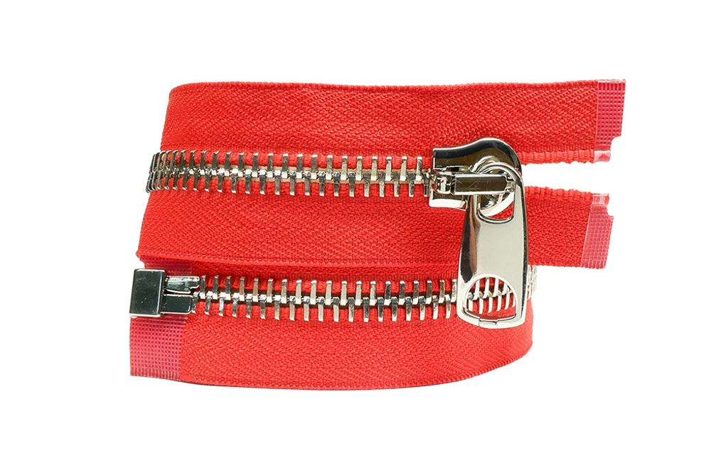 Молния металл Т12 (12 мм) 1 зам., разъем., 75 см, никель, цв.D820 красный, MaxZipper Premium, 1 шт /TOS/