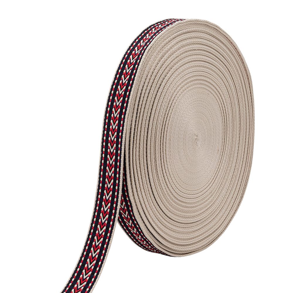 Стропа (ременная лента) 38 мм / 45.72 метра, [35.87 г/пог.м], с принтом, T0208 красный/т.синий/молочный, 3Al362