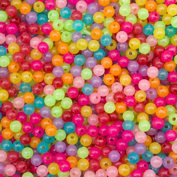 Бусины пластик светящиеся в темноте, микс цвета, круглые, ⌀8 мм, 500 г, 77367102008