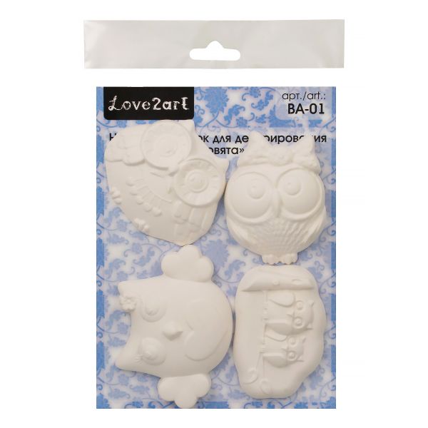 Заготовка гипсовая (набор) Совята, 5х8 ±2 см, 4 шт, Love2art ВА-01