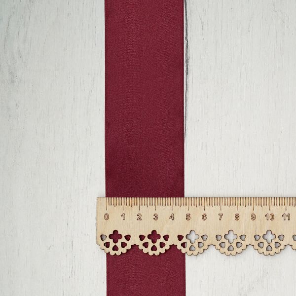 Лента атласная 1-сторонняя 50.0 мм / 22.86±1 метров, 030 т. бордовый, Globus