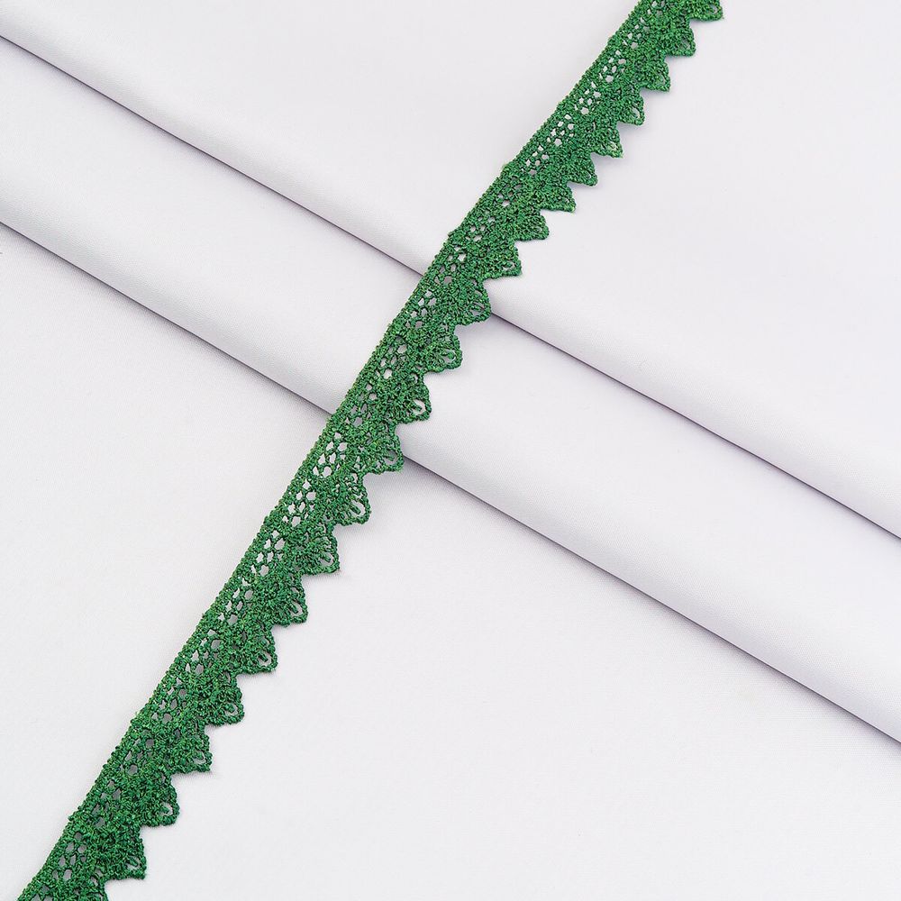 Кружево гипюр (плетёное) 20 мм / 13.7 метров, цв. зелёный, 21456
