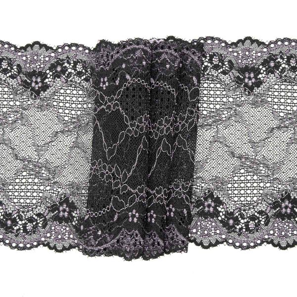 Кружево бельевое эластичное 165 мм / 10 м, 7735072 черный