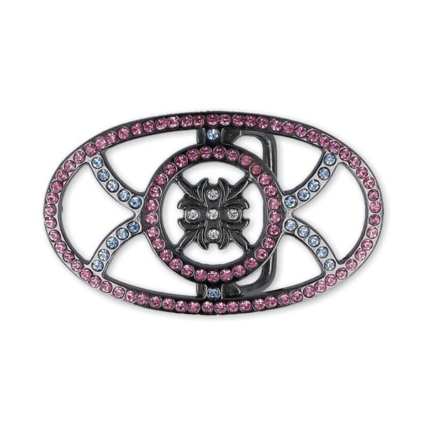 Пряжка ременная металл 93х55 мм, 2 шт, со стразами, 06 черн.никель (розов/голуб/прозрачный), Micron GB 1418