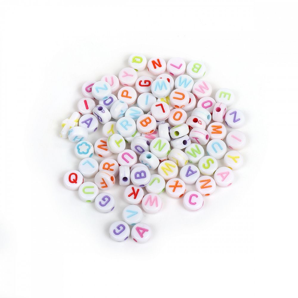 Бусины акрил ⌀7 мм, с английскими буквами ассорти M4H-B004, уп. 40г (300±10 шт), Magic4Hobby
