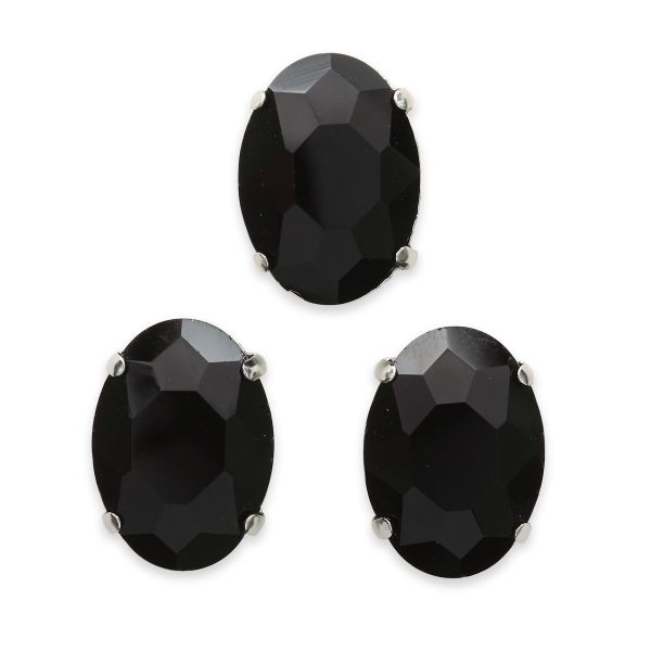 Хрустальные стразы в цапах овальной формы, черный 13х18 мм, 3 шт, ОЦ012НН1318