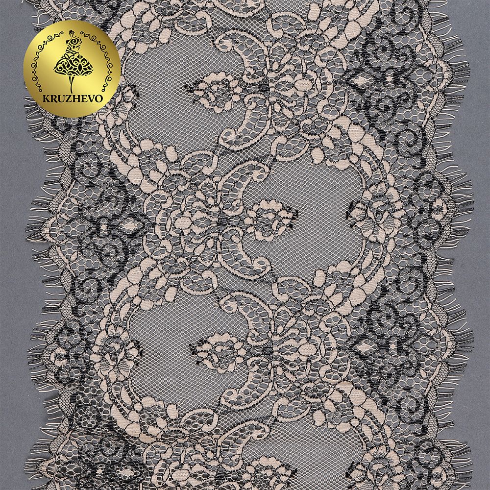 Кружево шантильи (реснички) 230 мм, цв.экрю, уп. 3 м, Kruzhevo