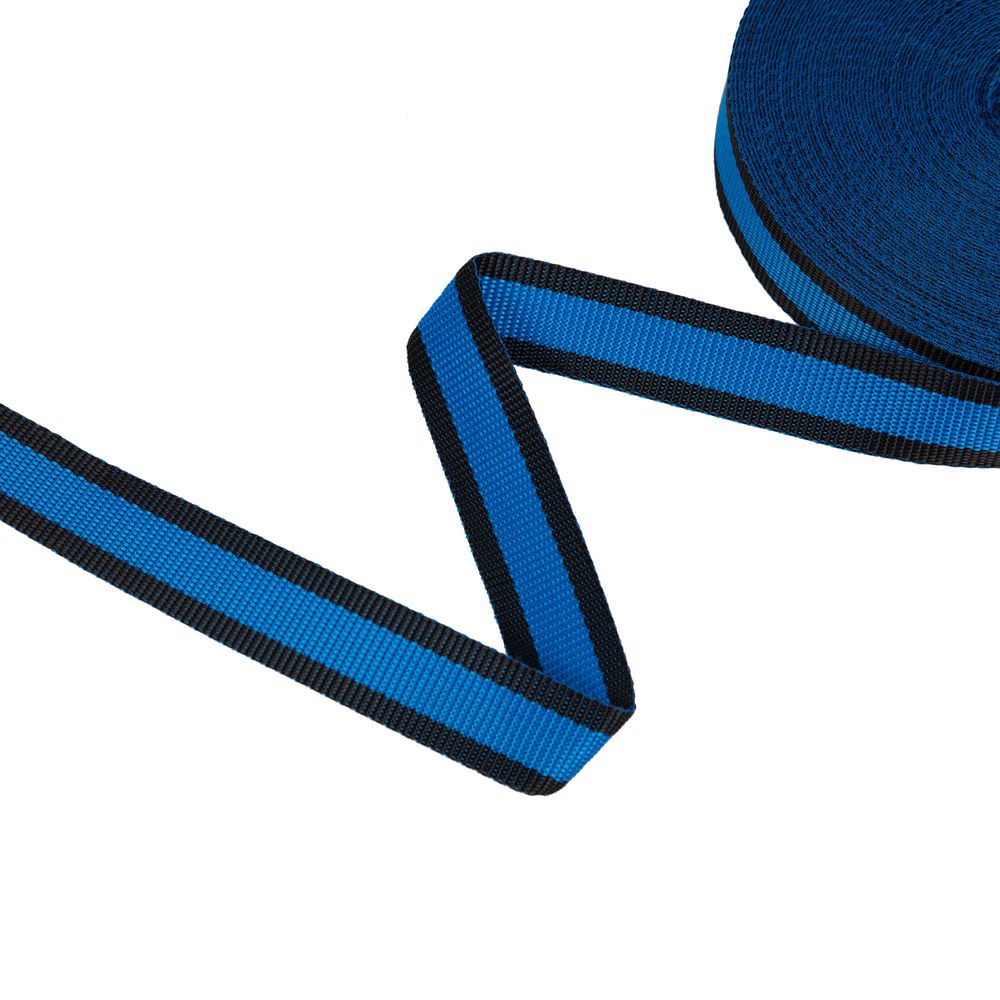 Стропа (ременная лента) 30 мм / 25 метров, толщ. 1.01 мм, [17.1 г/пог.м], 100% п/п, сине- черный, Gamma 3338