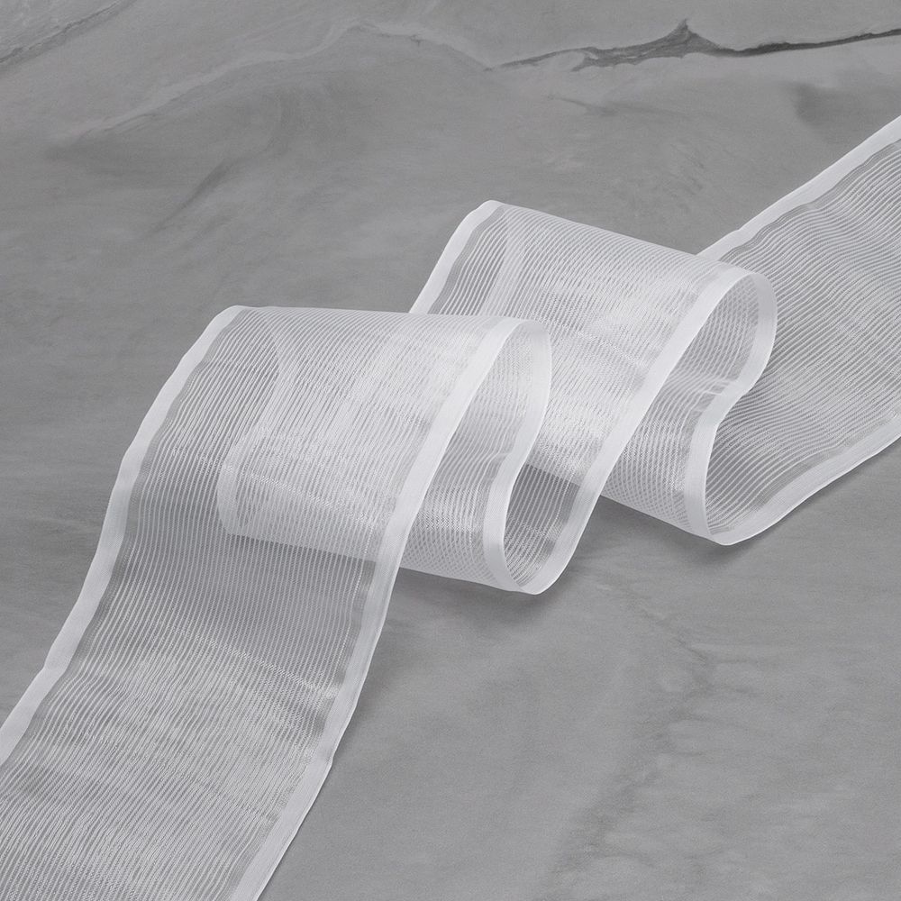 Лента для бантов 80.0 мм / 25 метров, белый / серебро, С3501Г17 (С3622Г17)