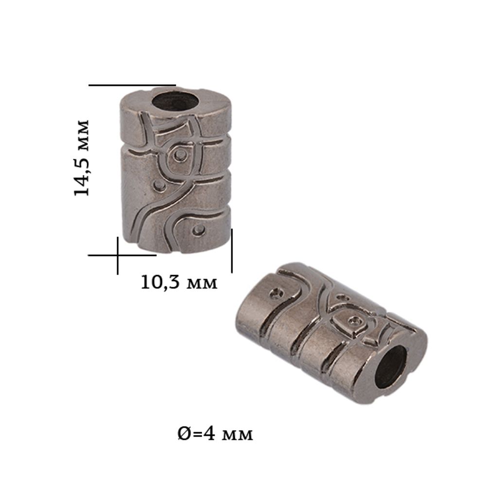 Наконечник для шнура металл 10,3х14,5 мм, отв.4 мм, цв. черный никель, OR.6660-0087, уп. 50шт