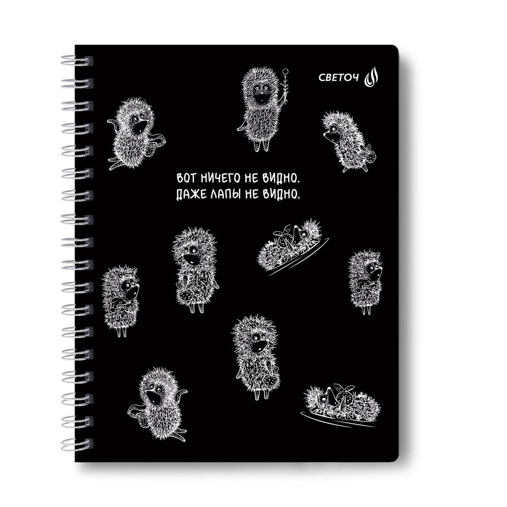 Тетрадь ученическая общая с двойной обложкой, (лицензия), A5 96 л. на гребне 65 г/м², белизна 100 %, 4 шт, клетка, 01208 Найти друга (Ёжик в тумане), Светоч Т117