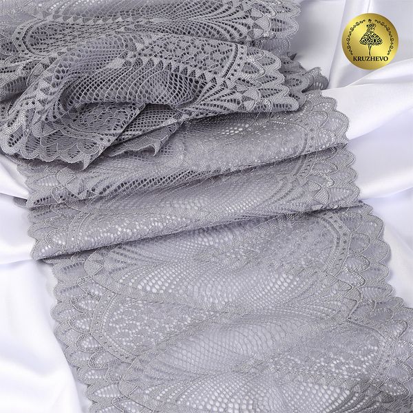 Кружево бельевое эластичное 190 мм / 3 метра, TBY.30200, цв.17 серый, Kruzhevo