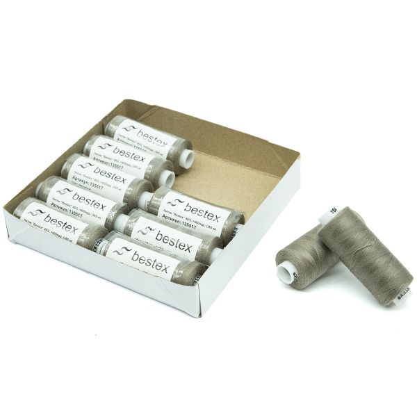 Нитки швейные бытовые Bestex 40/2, 365 м (400 ярд) / 10 кат., 164 серый