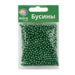 Бусины пластик (жемчуг) ⌀4 мм, 25 г, Astra&Craft, 038 NL зеленый