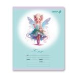 Тетрадь ученическая школьная, блёстки, A5 12 л. на скобе 65 г/м², белизна 100% 25 шт клетка, 01407 Волшебные крылышки, Светоч Т168