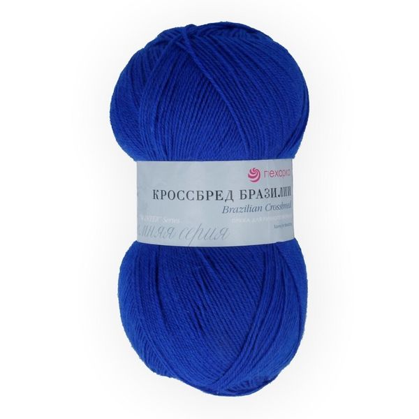 Пряжа Пехорка Кроссбред Бразилии / уп.5 мот. по 100 г, 500 м, цв.491 ультрамарин