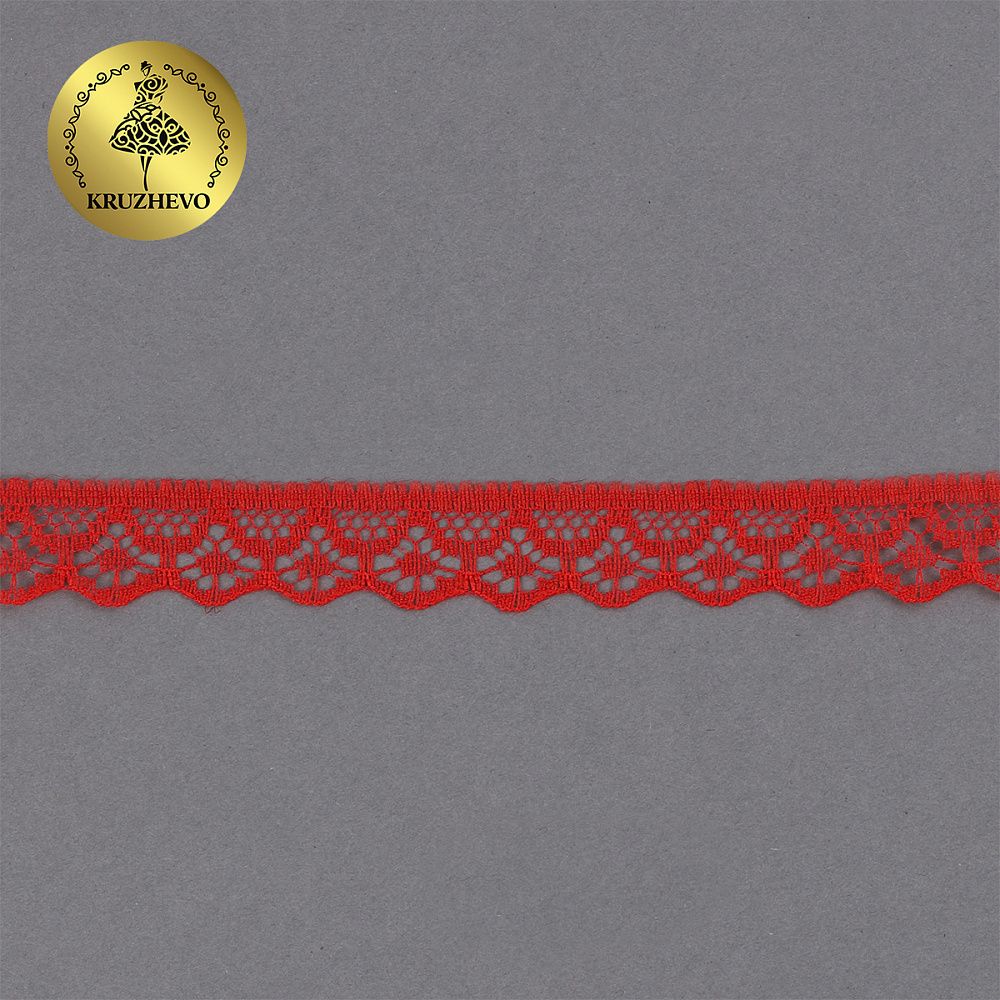 Кружево отделочное в стиле "трикотаж" 12 мм / 9.14 метров, TBY 150-2, цв.03 красный