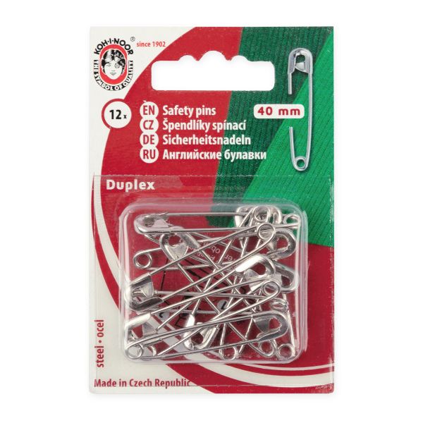Булавки английские 40 мм, 12 шт, никель, KOH-I-NOOR 55 (5110 №2)