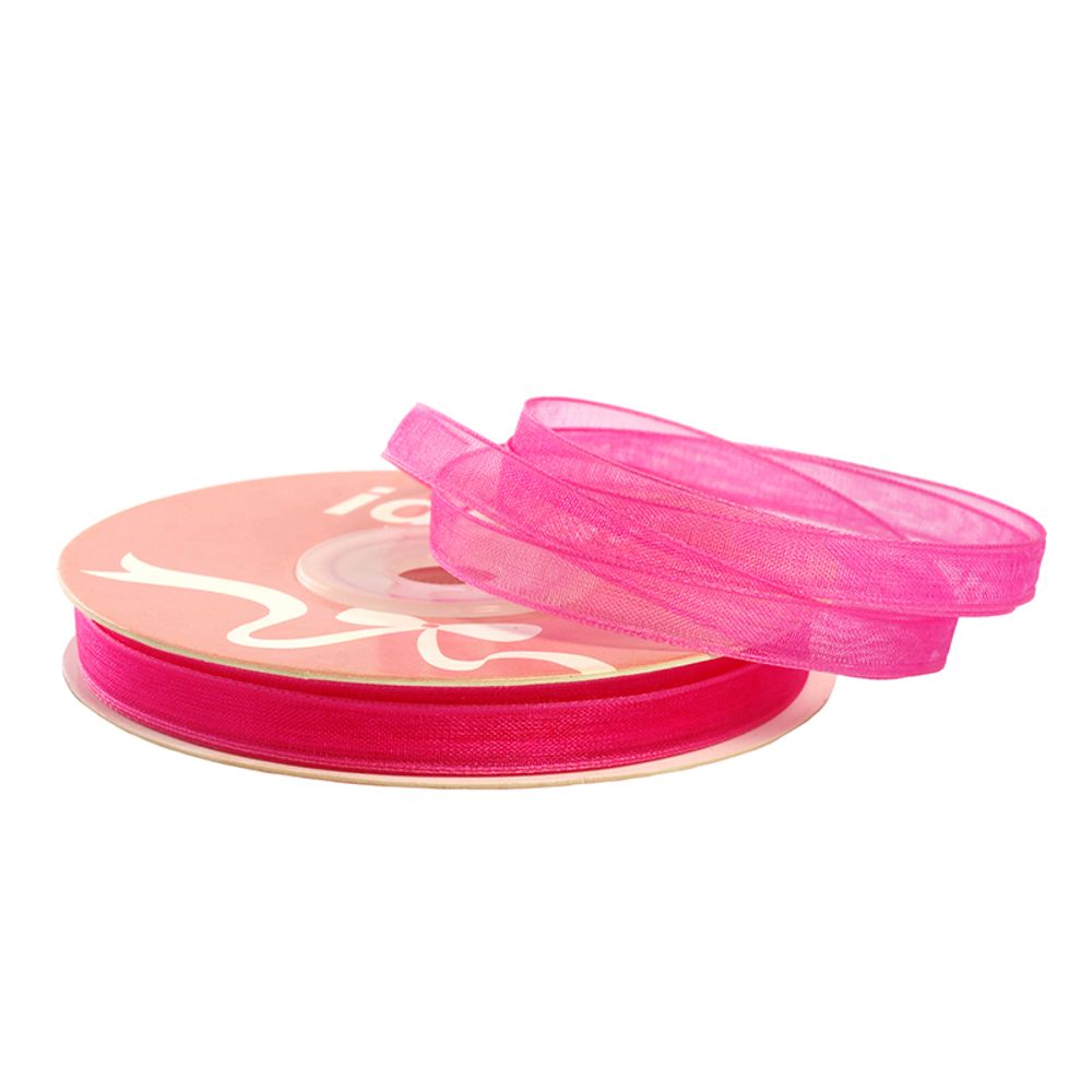 Лента капроновая (органза) _6.0 мм, 1018 розовый, уп. 27,4 м