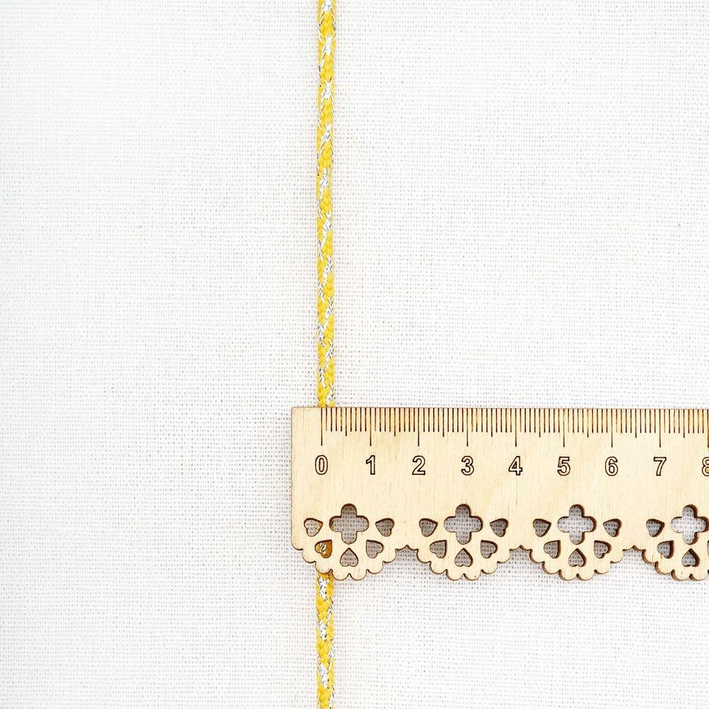 Шнур отделочный плетеный ⌀4.0 мм / 30 метров, желтый/серебро, С954Г7