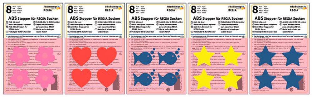 Противоскользящие ABS-наклейки Regia для приклеивания к носкам, 8 шт, MEZ, 98245100-00002 (розовые цветочки)