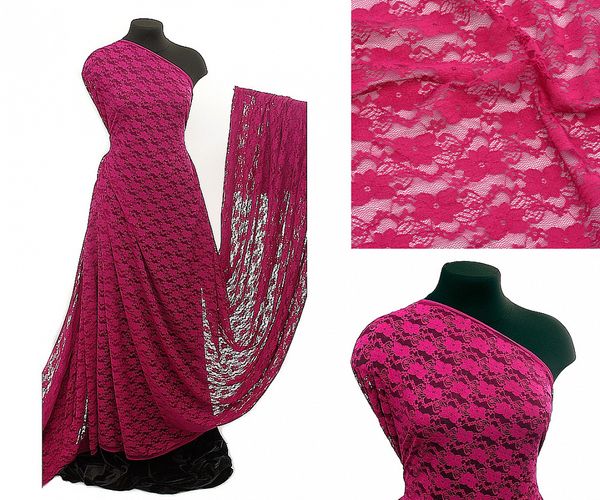 Ткань кружевная стрейч, диз. 813, цв.239 фуксия, 5 м