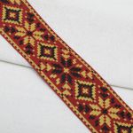 Лента (тесьма) жаккардовая 50.0 мм / 25±1 метров, рис. 9645, (2 красный/желтый/черный) С3379Г17