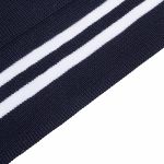Подвяз (довяз) трикотажный h=14 (7х2) см, l=70-73 см, 1х1, с полосками, 8109/8003 темно-синий с белыми полосками