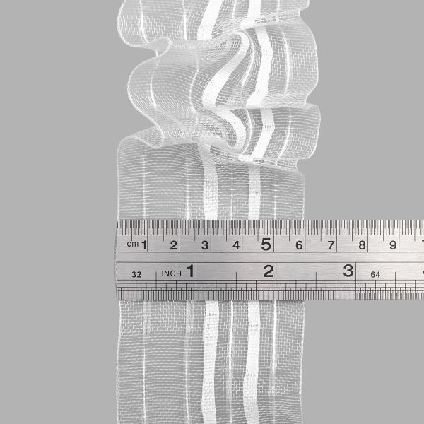 Лента (тесьма) шторная: сборка вафельная (1:2.5) 60 мм / 50 метров, органза