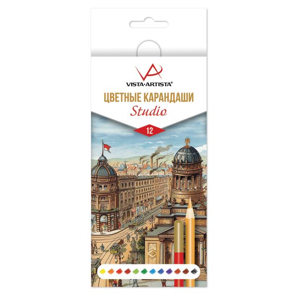 Цветные карандаши набор заточенный 8х12 цв, Vista-Artista Studio VACPS-12