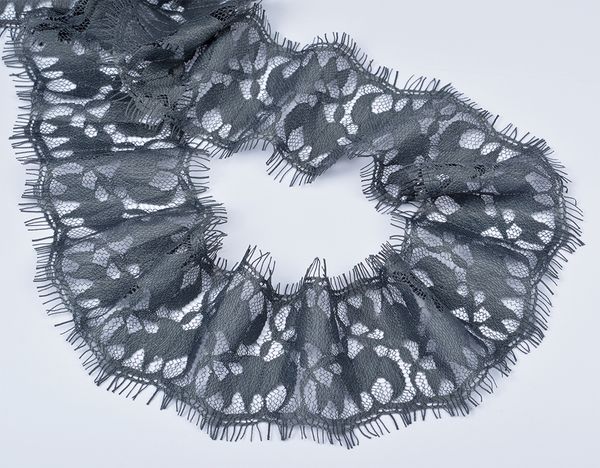 Кружево шантильи (реснички) 70 мм, диз. 825, цв.312 т.серый, уп. 30 м, по 3 м, Kruzhevo