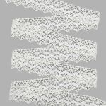 Кружево вязаное (тесьма) 35 мм / 25 м, беж/бел, одностороннее