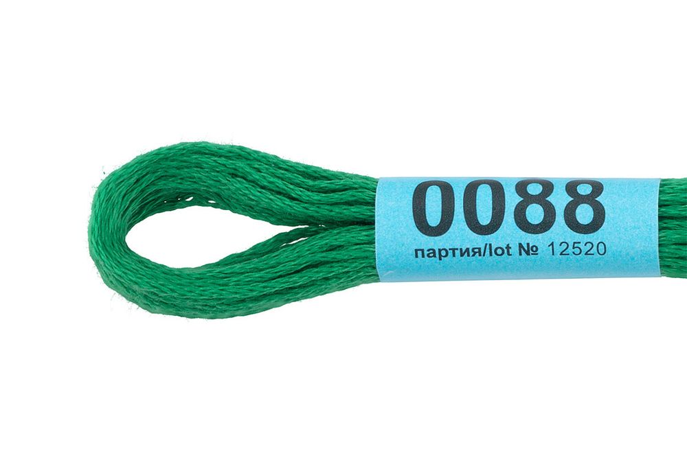 Мулине Gamma 100% хлопок, цв.0088 зеленый, 24 мотка по 8 метров