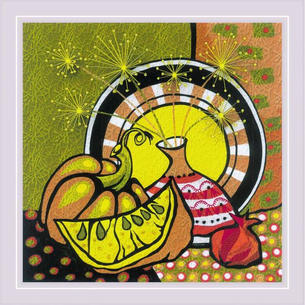 Набор для вышивания нитками Риолис, Частичная вышивка Риолис Спелая тыква. Гладь 20х20см