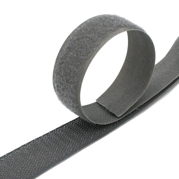 Лента контактная липучка (велкро) пришивная 25 мм / 25 метров, 5054 серый, ПАРА (крючок+петля), качество 