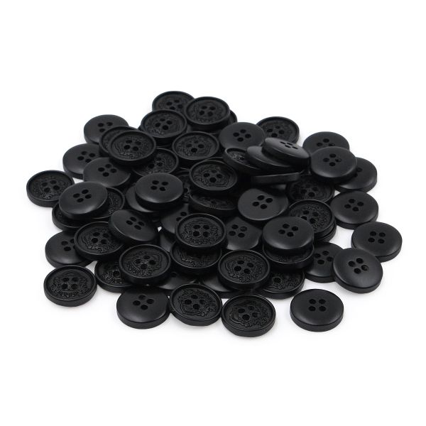 Пуговицы 4 прокола 24L (Blk-200 (черный)) CN, 144 шт, S090084