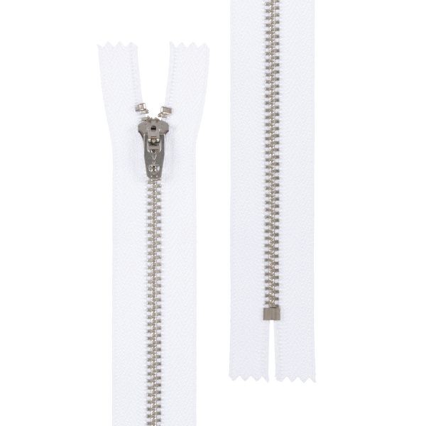 Молния металл джинсовая Т4 (4 мм) 1 зам., н/раз., 18 см, никель, 101 белый, JIN 4L Gamma 10 шт