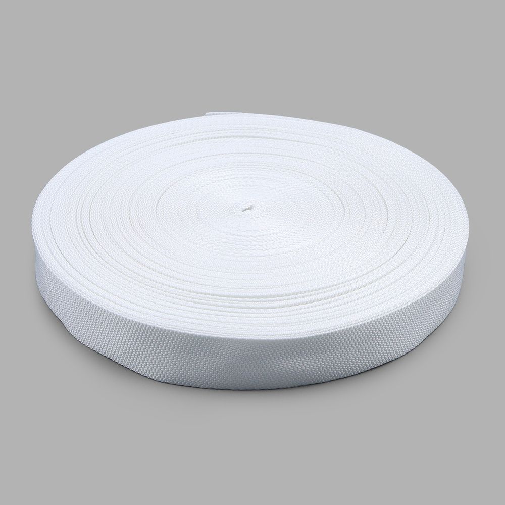 Стропа (ременная лента) 30 мм / 50 метров, толщ. 0.5 мм, [20.5 г/пог.м], 100% п/э, 003 белый