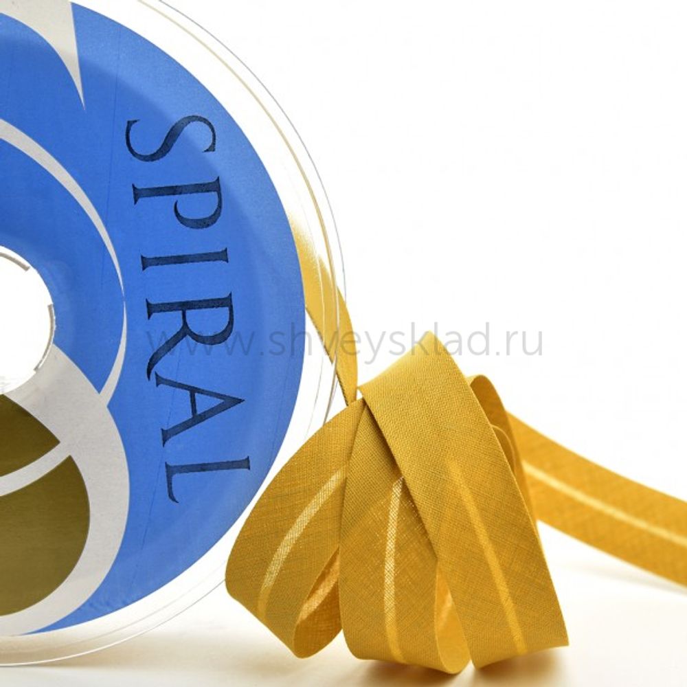 Бейка косая хлопковая с п/э 20 мм, 25 метров, 37 горчица, Safisa (Spiral) /TOS/