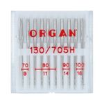 Иглы для швейных машин базовые универсальные 130/705 H, №70-100, 10 игл, в пенале 5129000 ассорти, ORGAN