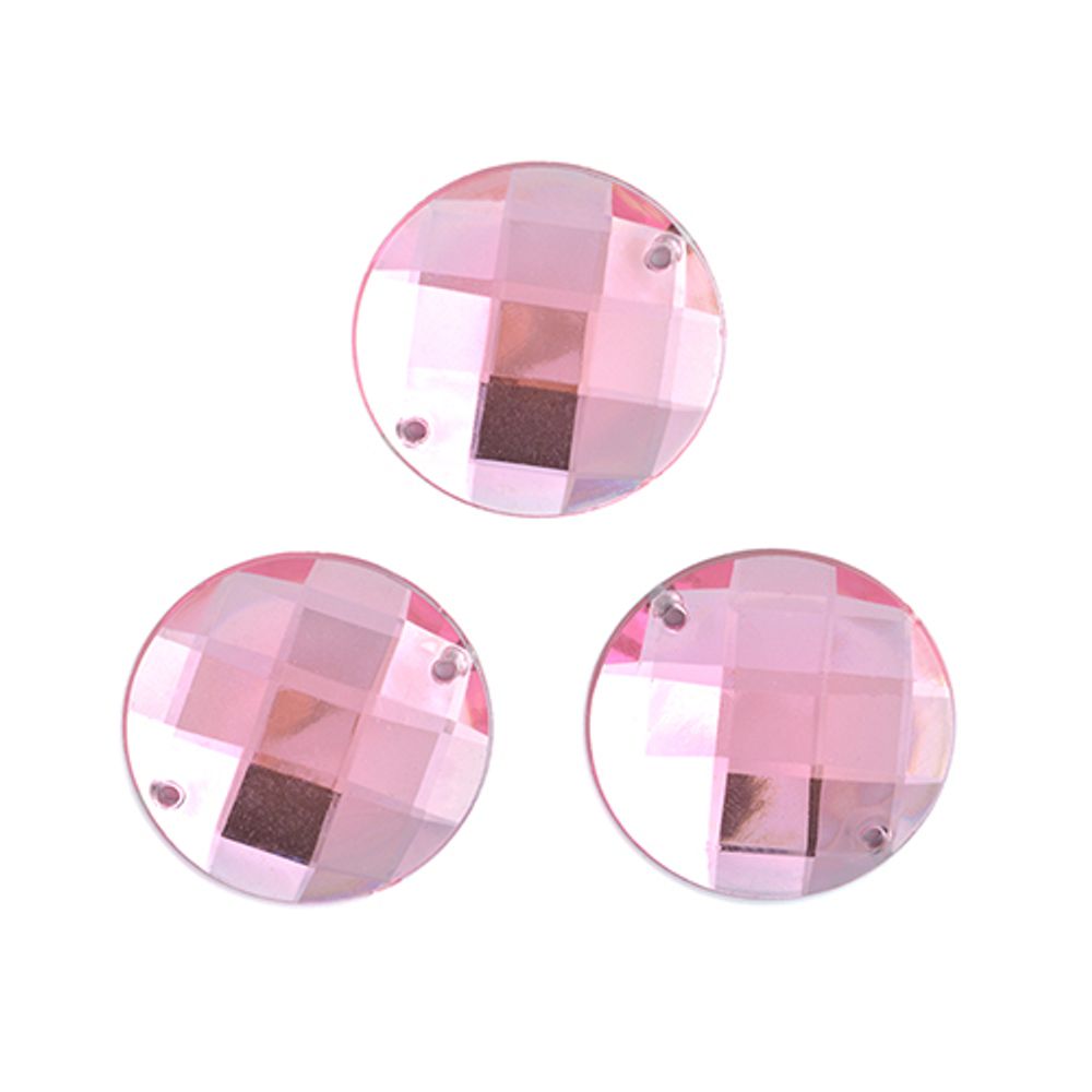 Стразы пришивные акриловые 16 мм круг цв.04 розовый, уп.100 шт