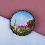 Набор для вышивания нитками Panna Живая картина JK-2295, Брошь. Каньон, 5.5х5.5 см