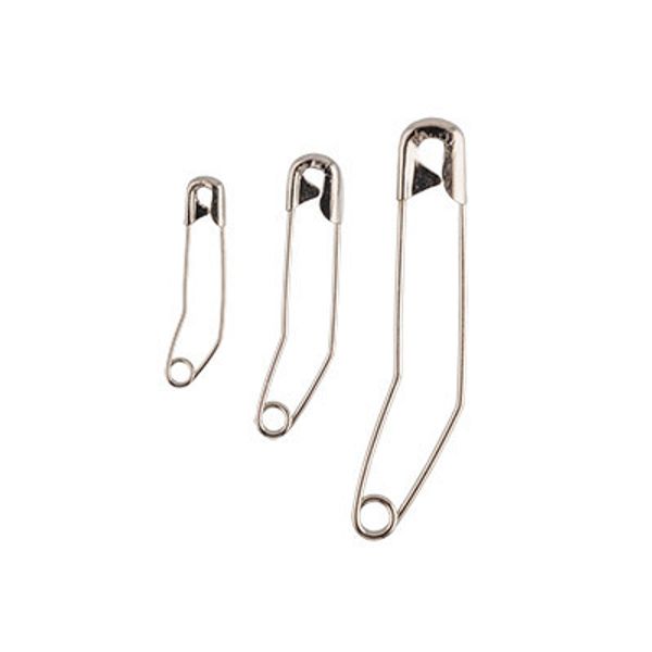 Булавки английские изогнутые ассорти серебро 30 шт, 28 мм, 38 мм, 57 мм, Gamma PAK-030