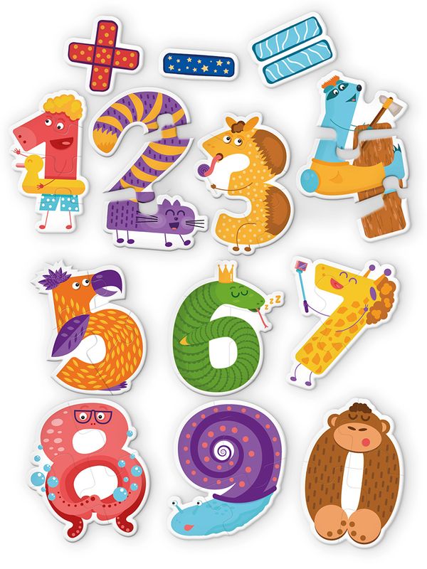 Пазлы для малышей Веселые цифры 41 элемент, Фрея PZL-BК-013