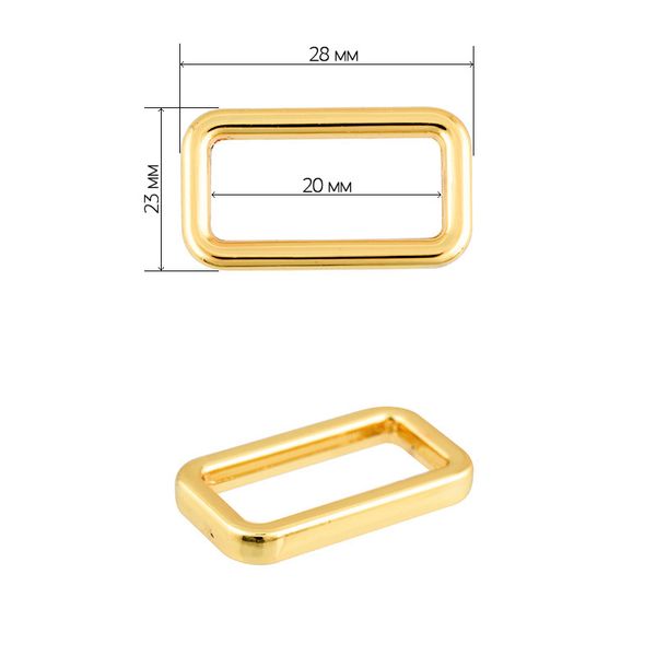 Рамка прямоугольная металл 052001 28х23 мм (внутр. 20 мм), цв. золото уп. 10 шт