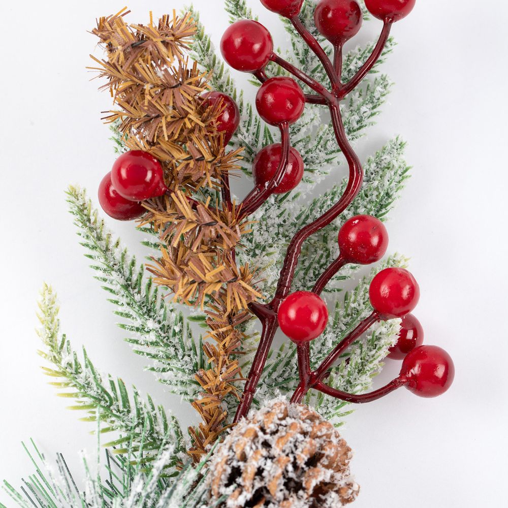 Веточка хвойная с ягодами и шишками 3 шт, 33 см, 01, Blumentag VDF-126